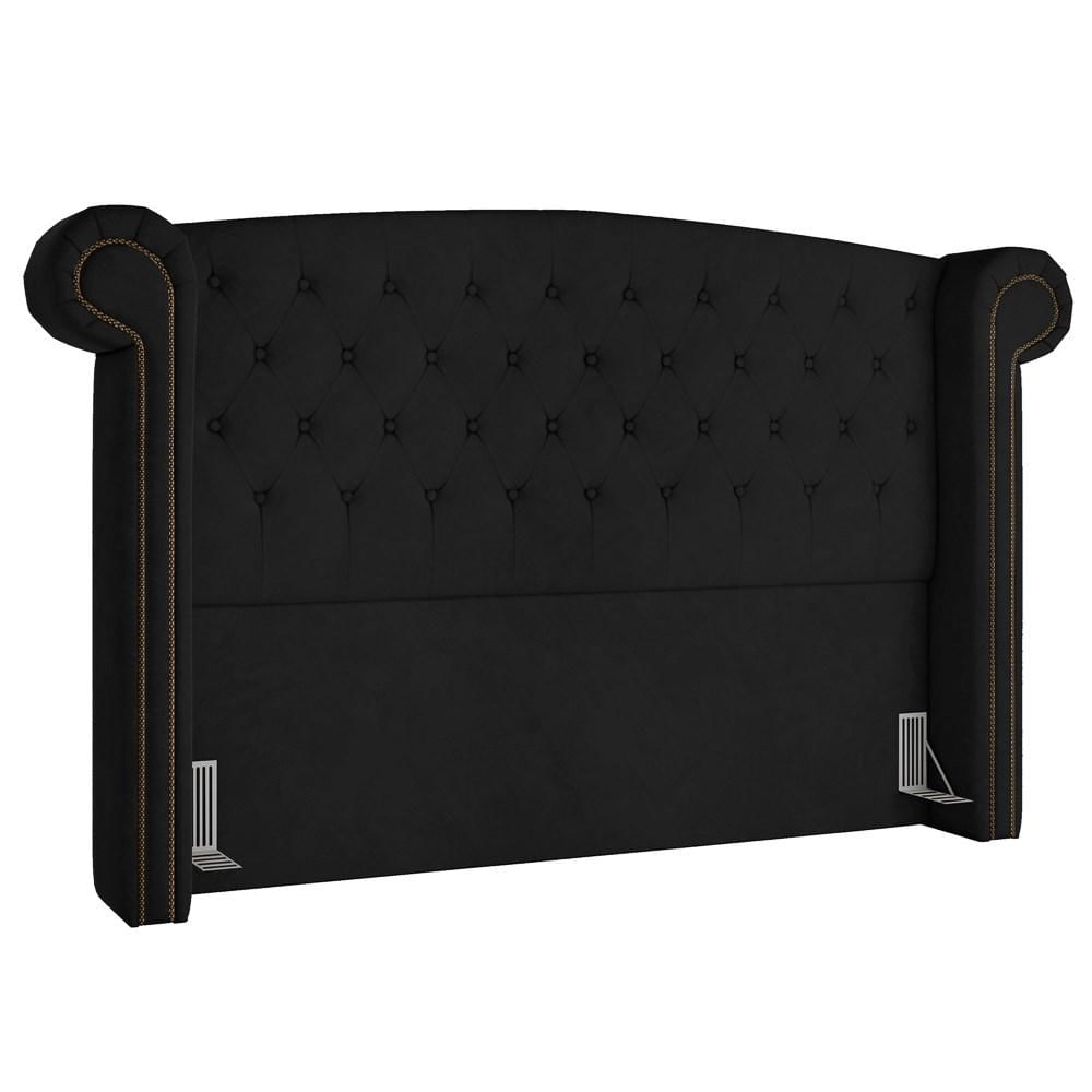 Cabeceira Cama Box Casal King 195cm Provença P02 Veludo Preto - Mpozenato