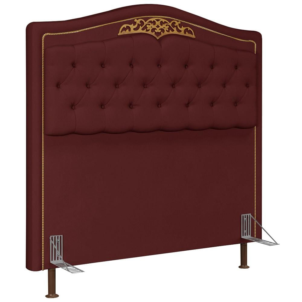 Cabeceira Cama Box Casal King 195cm com Tachas Imperial Veludo J02 Vinho - Mpozenato