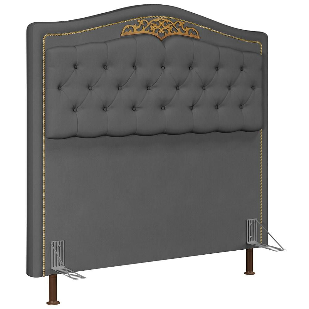 Cabeceira Cama Box Casal King 195cm com Tachas Imperial Veludo J02 Cinza - Mpozenato