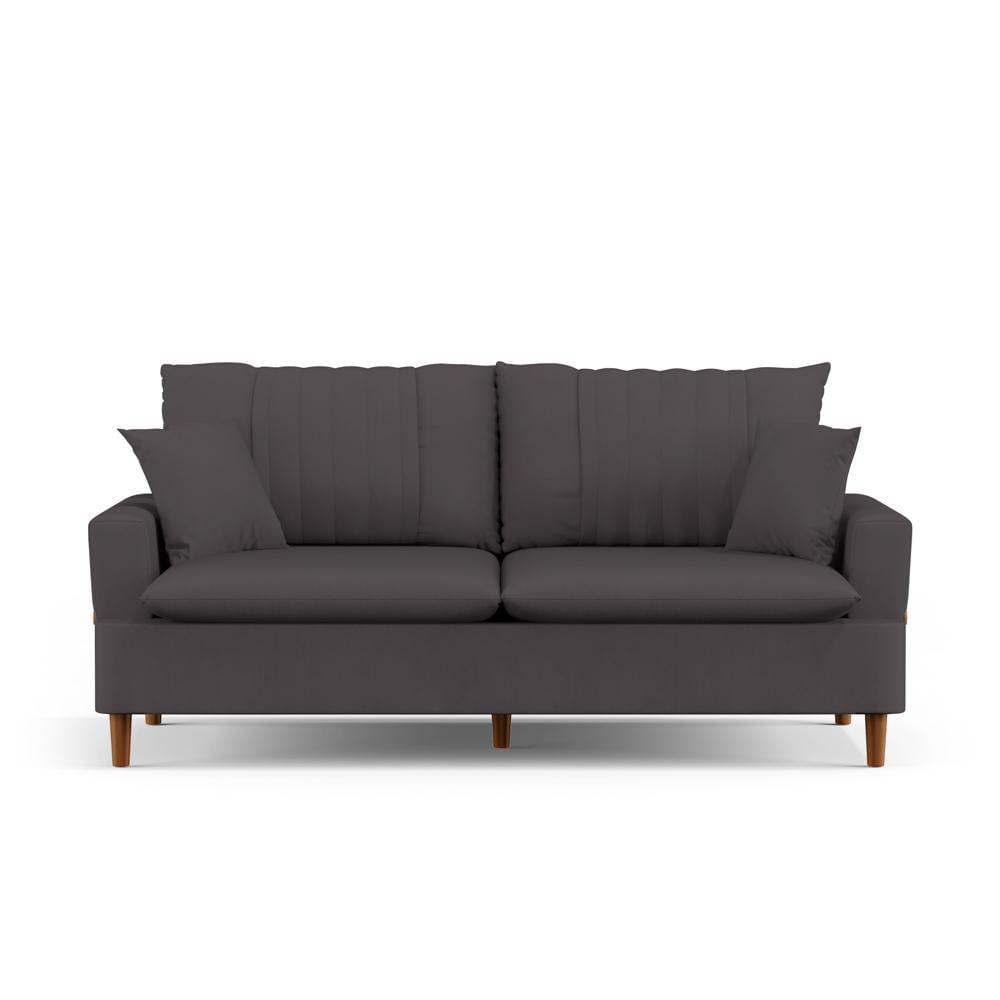 Sofá Living 2 Lugares 160cm com Almofadas Veras D05 Suede Cinza - Mpozenato