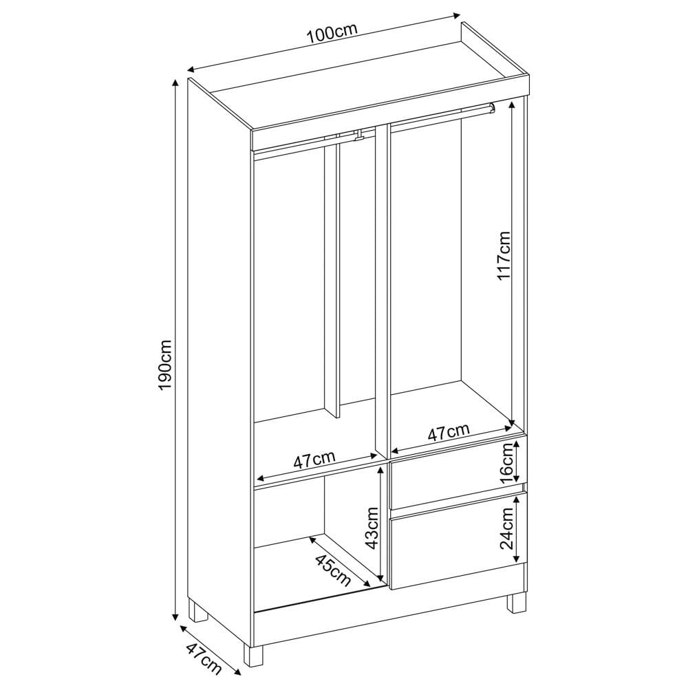 Guarda Roupa 4 Portas 2 Gavetas Lotus D02 Amendola Touch - Mpozenato