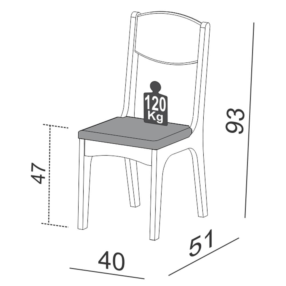 Kit 2 Cadeiras para Sala de Jantar 100% MDF Assento Estofado CA18 Nobre/Liso Claro - Dalla Costa