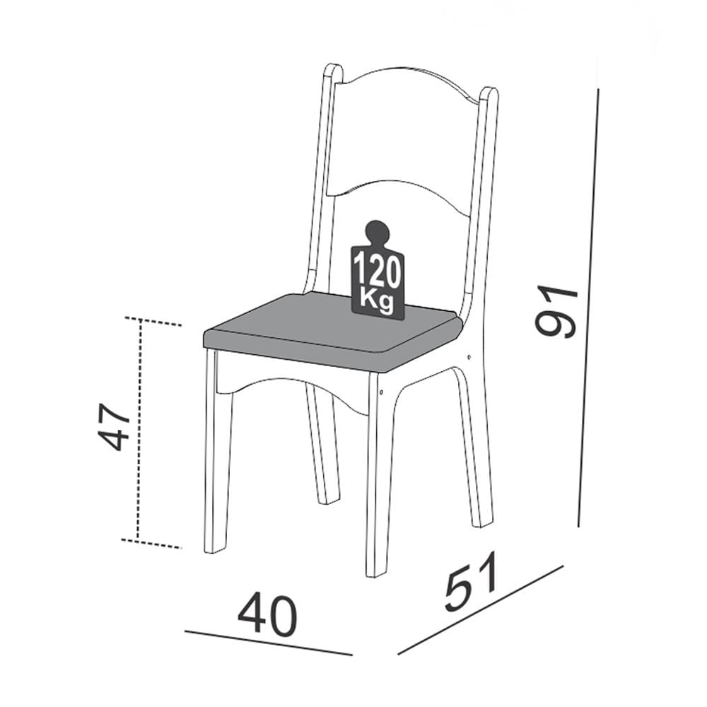 Kit 2 Cadeiras para Sala de Jantar 100% MDF Assento Estofado CA18 Freijó/Liso Claro - Dalla Costa