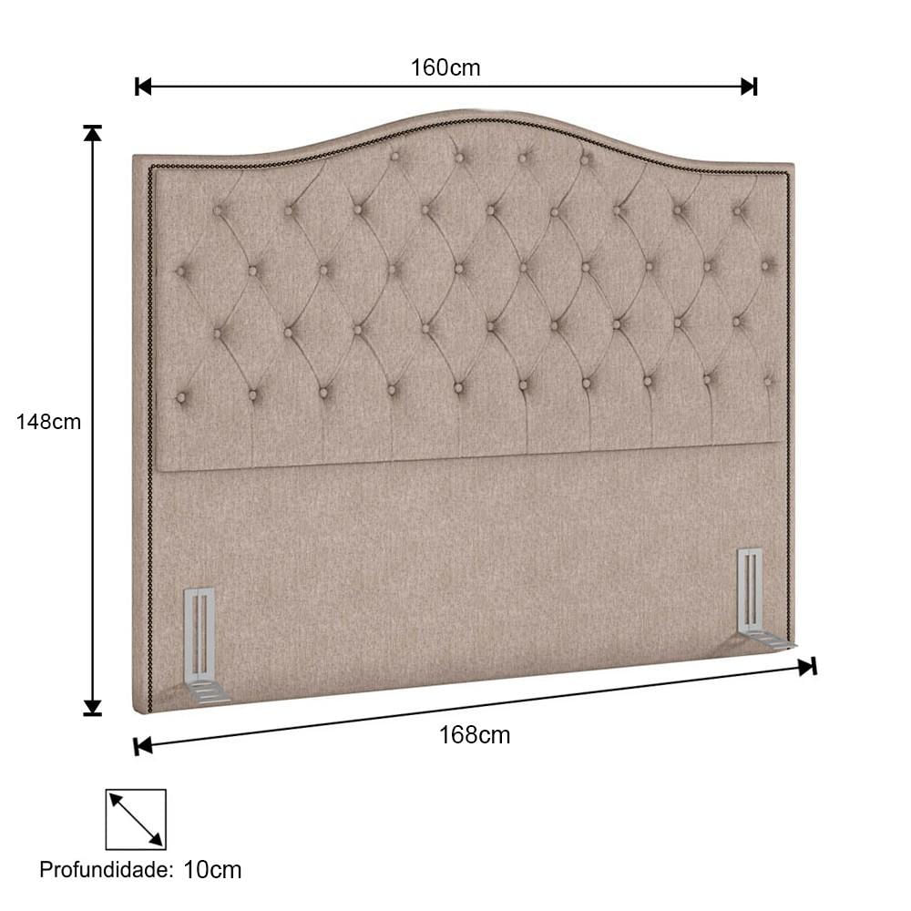 Cabeceira Cama Box Casal Queen 160cm Siena P02 Linho Areia - Mpozenato