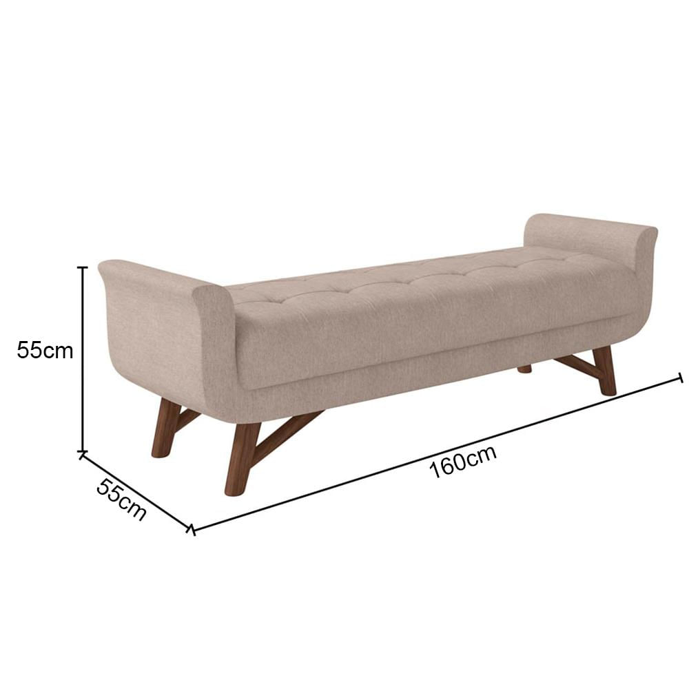 Puff Recamier 160cm Neville P02 Linho Areia - Mpozenato