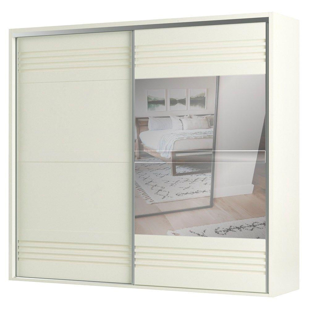 Guarda Roupa Casal Com Espelho 267Cm 2 Portas 100% Mdf Tw603E Off White