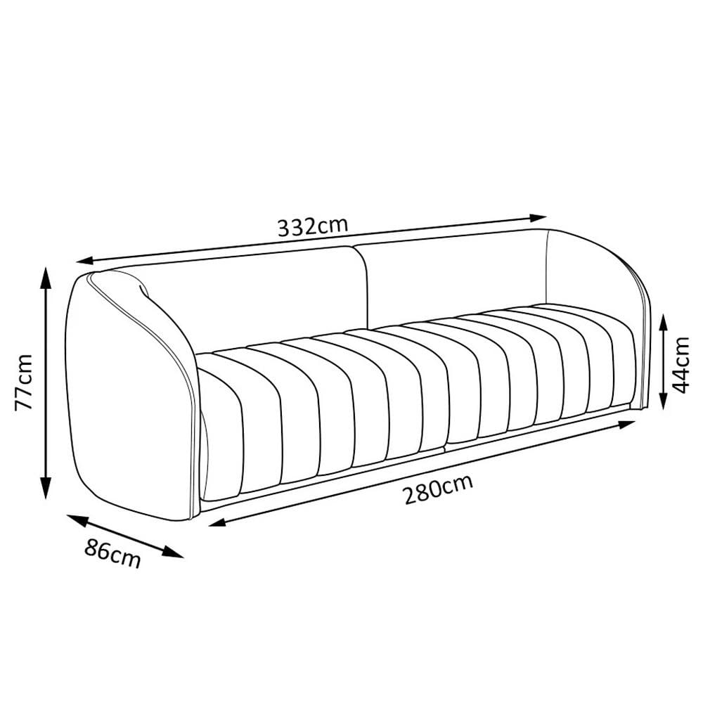 Sofá Living Decorativo 4 Lugares 332cm Meris M22 Bouclê Cru - Mpozenato