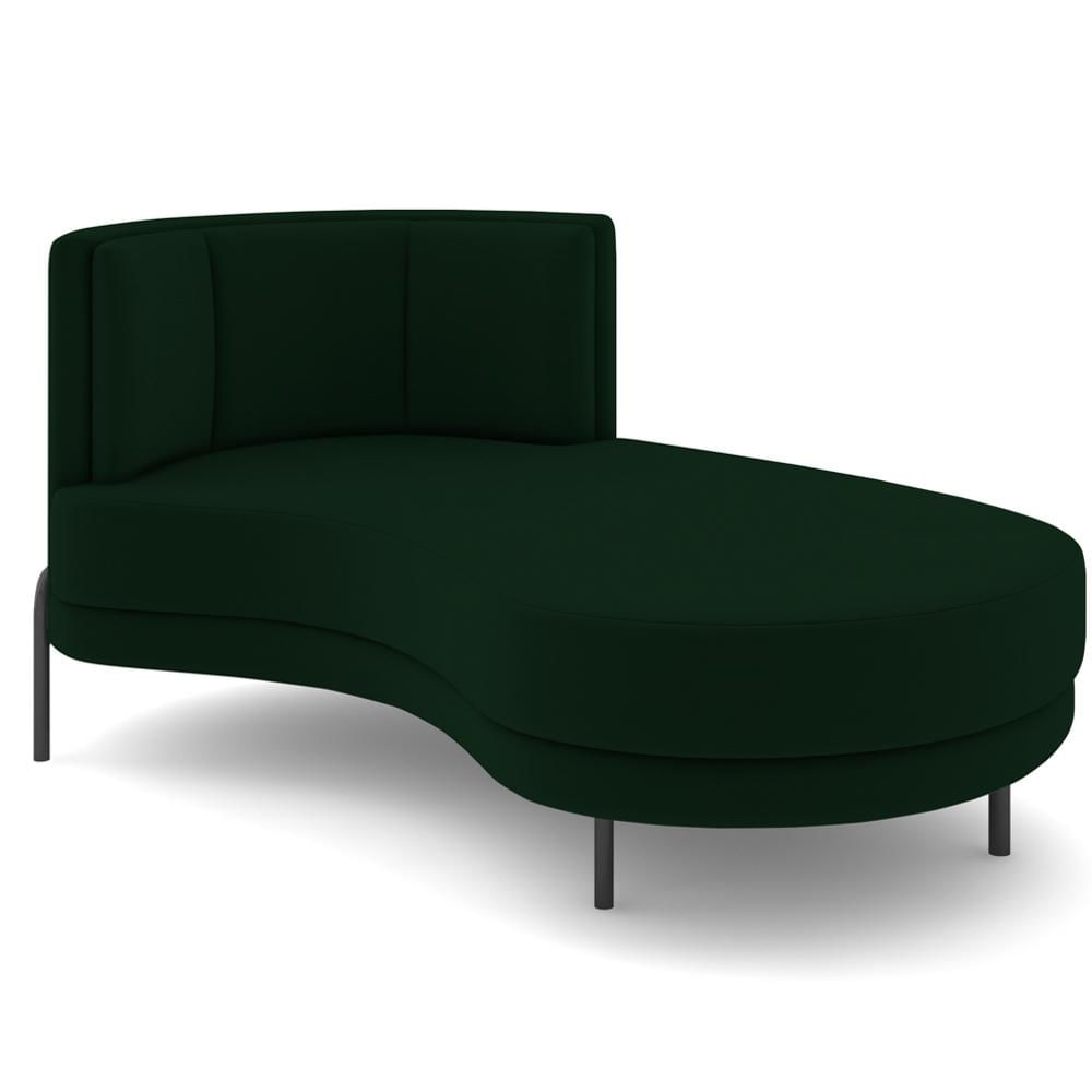 Chaise Longue Divã 164cm Braço Esquerdo Logus D06 Veludo Verde - Mpozenato