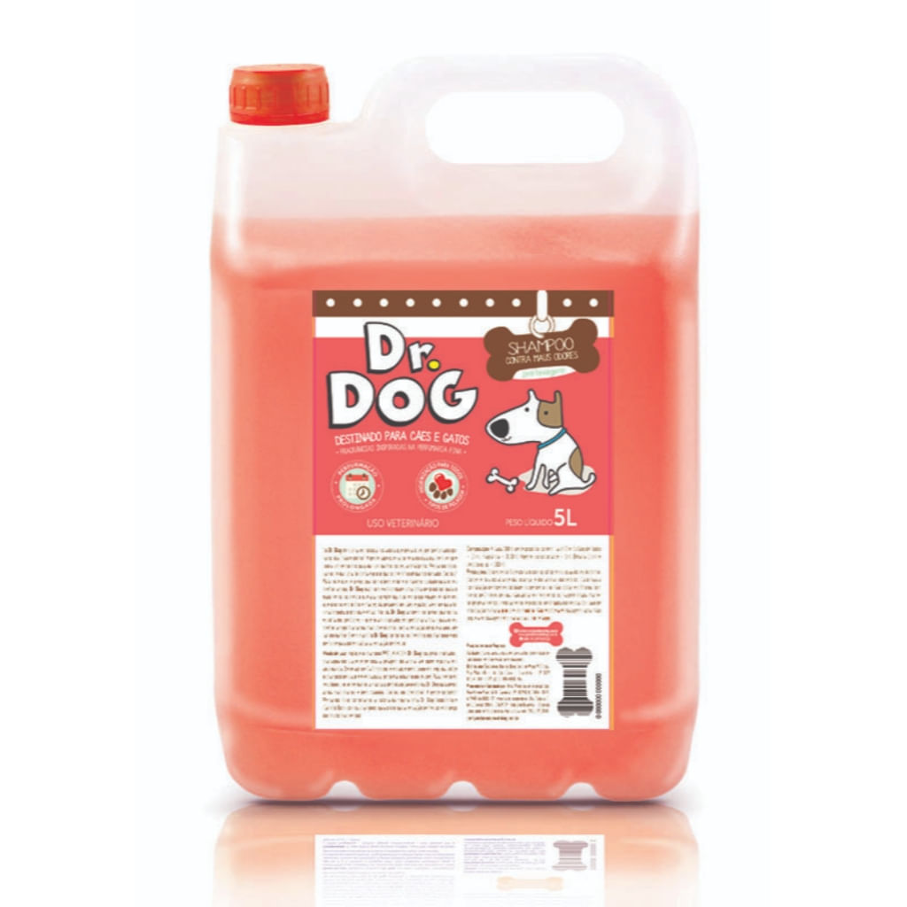 Shampoo Caes e Gatos Dr. Dog Pré Lavagem Maus Odores Hipoalergenico 5L