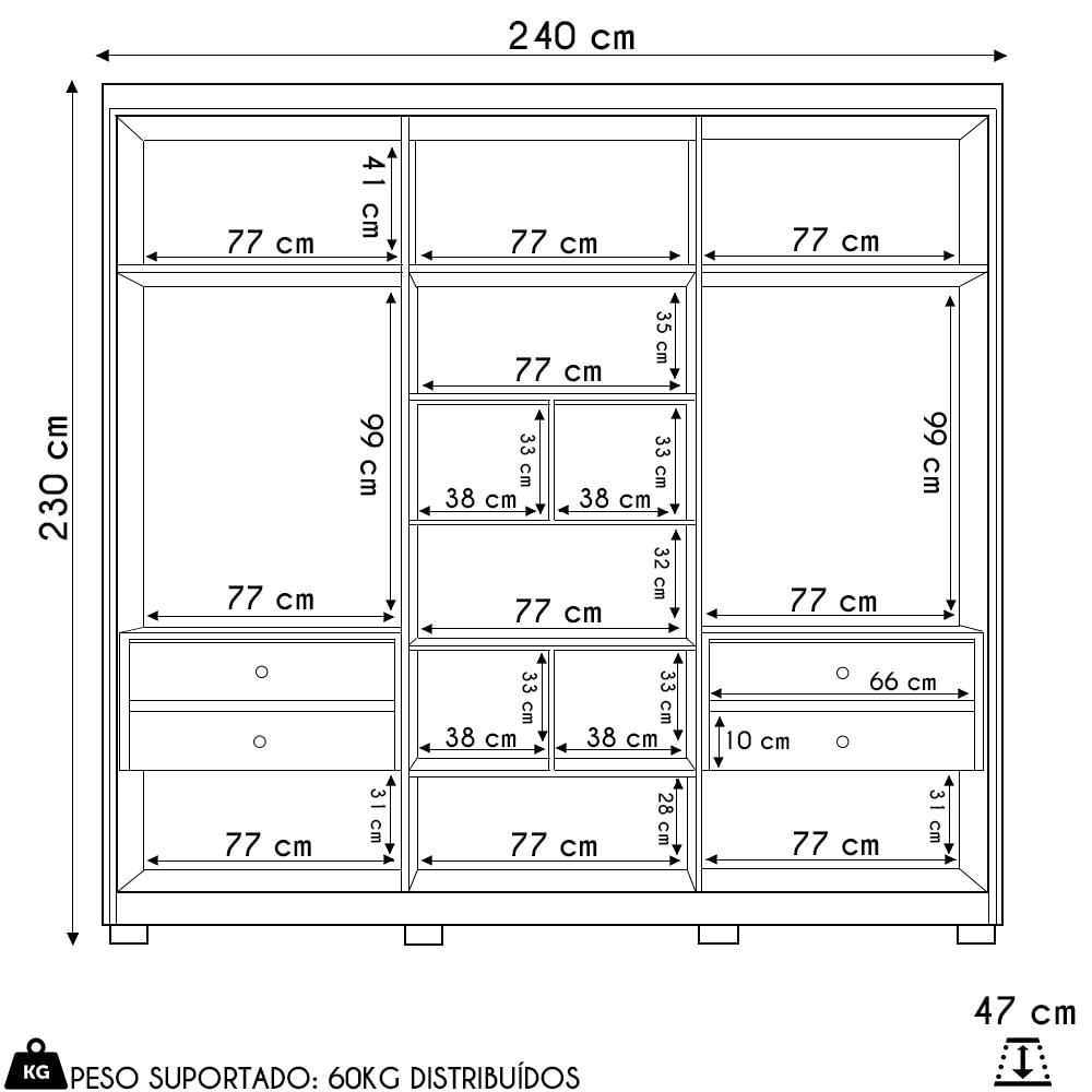 Guarda Roupa Casal 6 Portas 240cm Ouro Verde Cinamomo/Sálvia - Albatroz