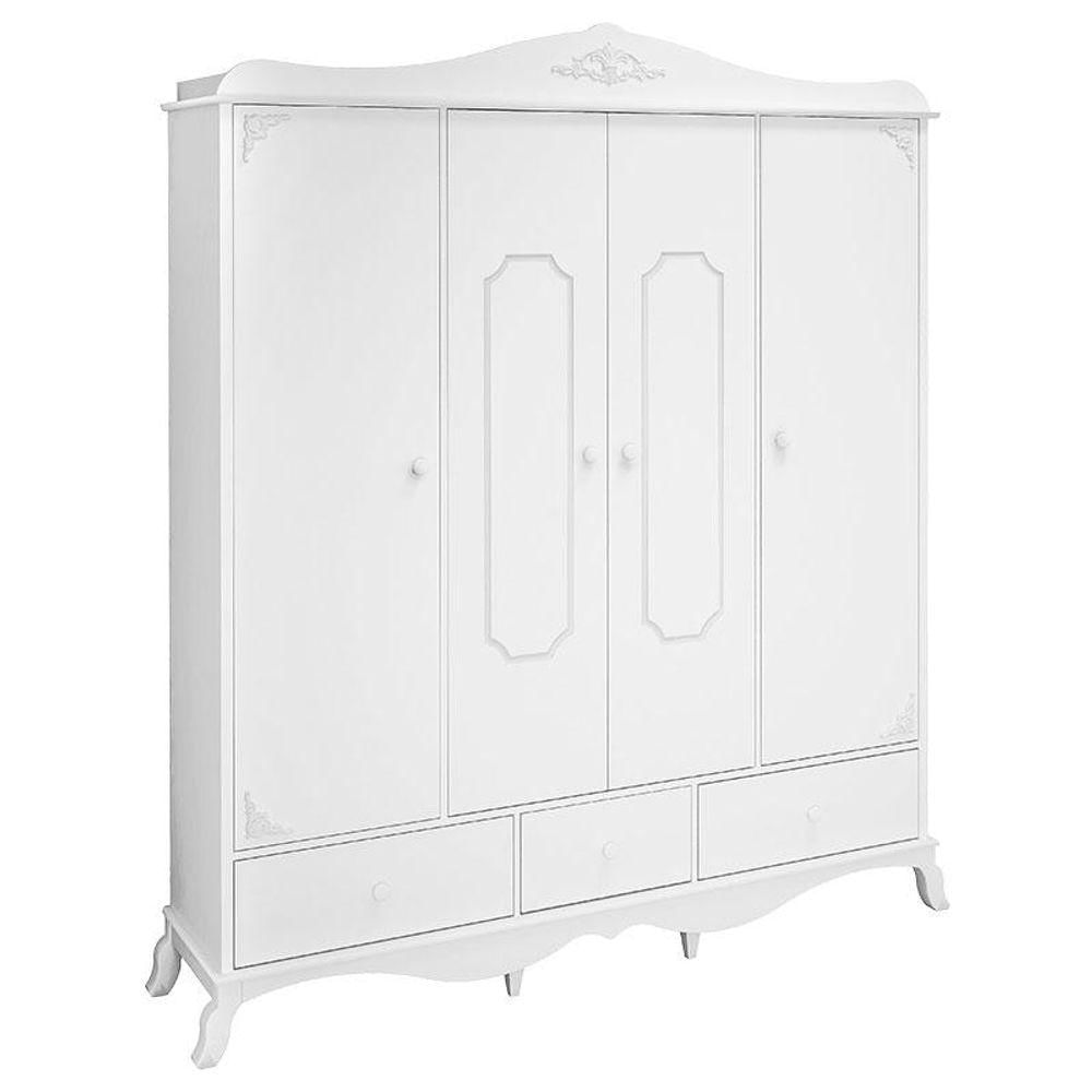 Quarto De Bebê Realeza 4 Portas Cômoda 1 Porta Branco Acetinado - Canaã