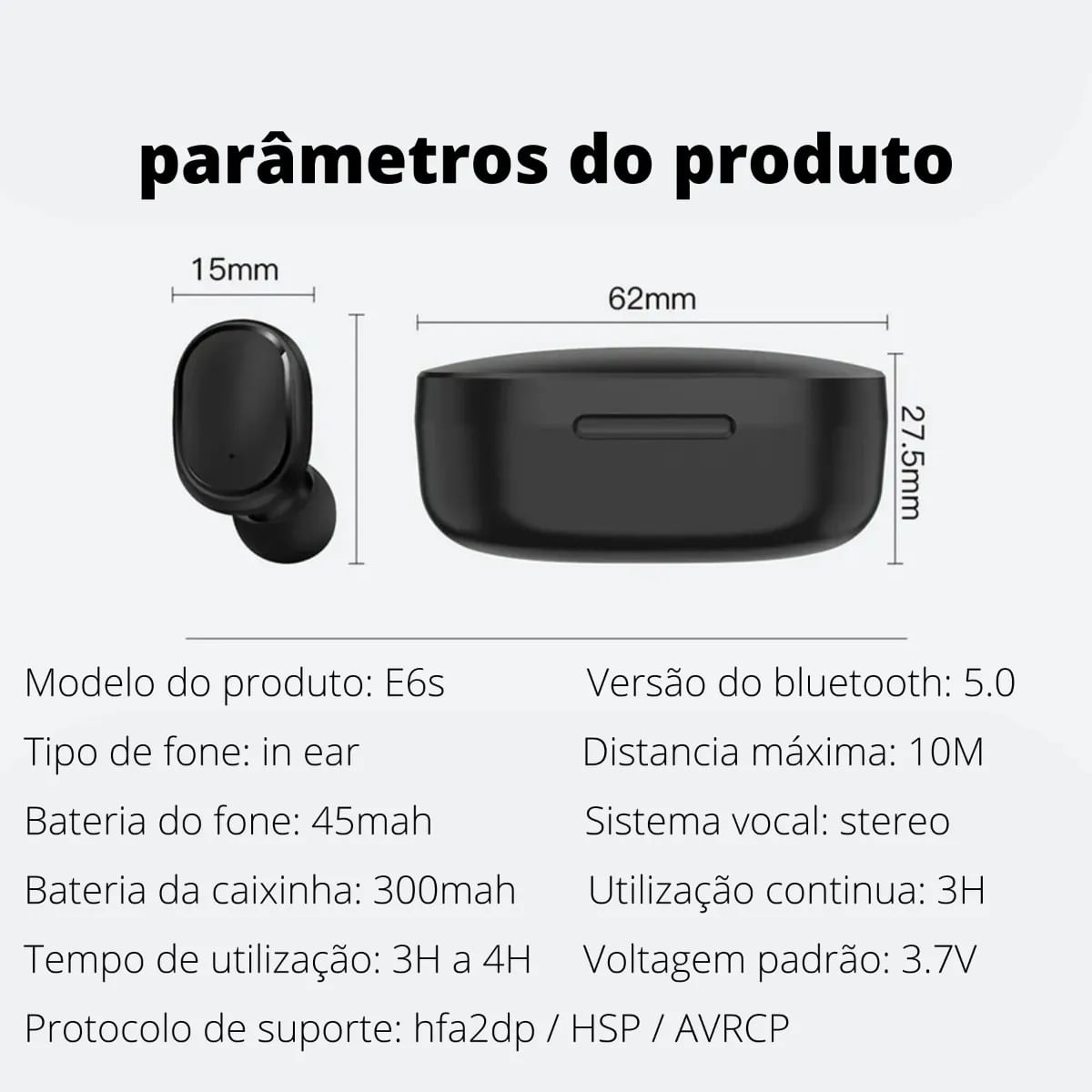 Fone De Ouvido Bluetooth 5.0 Par Sem Fio Duplo