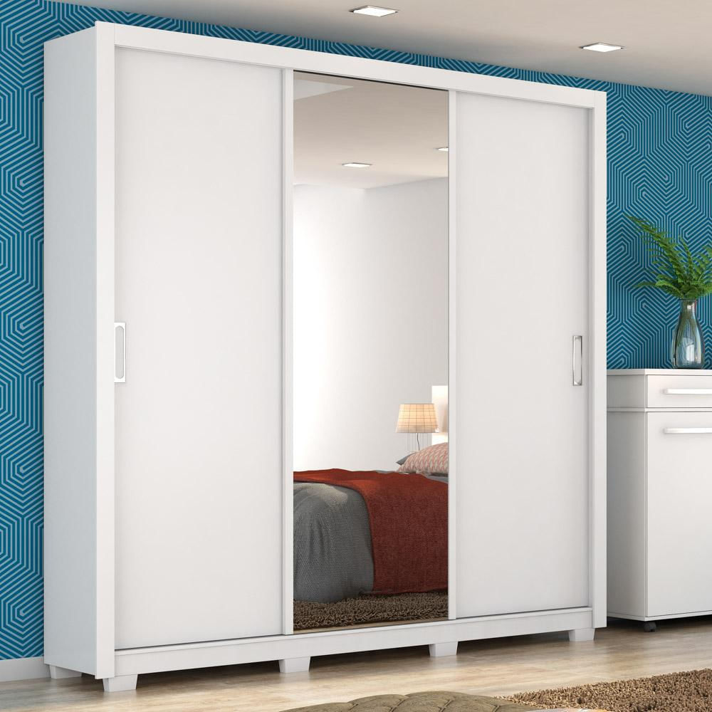 Guarda Roupa 3 Portas 2 Gavetas Com Pés Quadrado Residence D02 Branco - Mpozenato