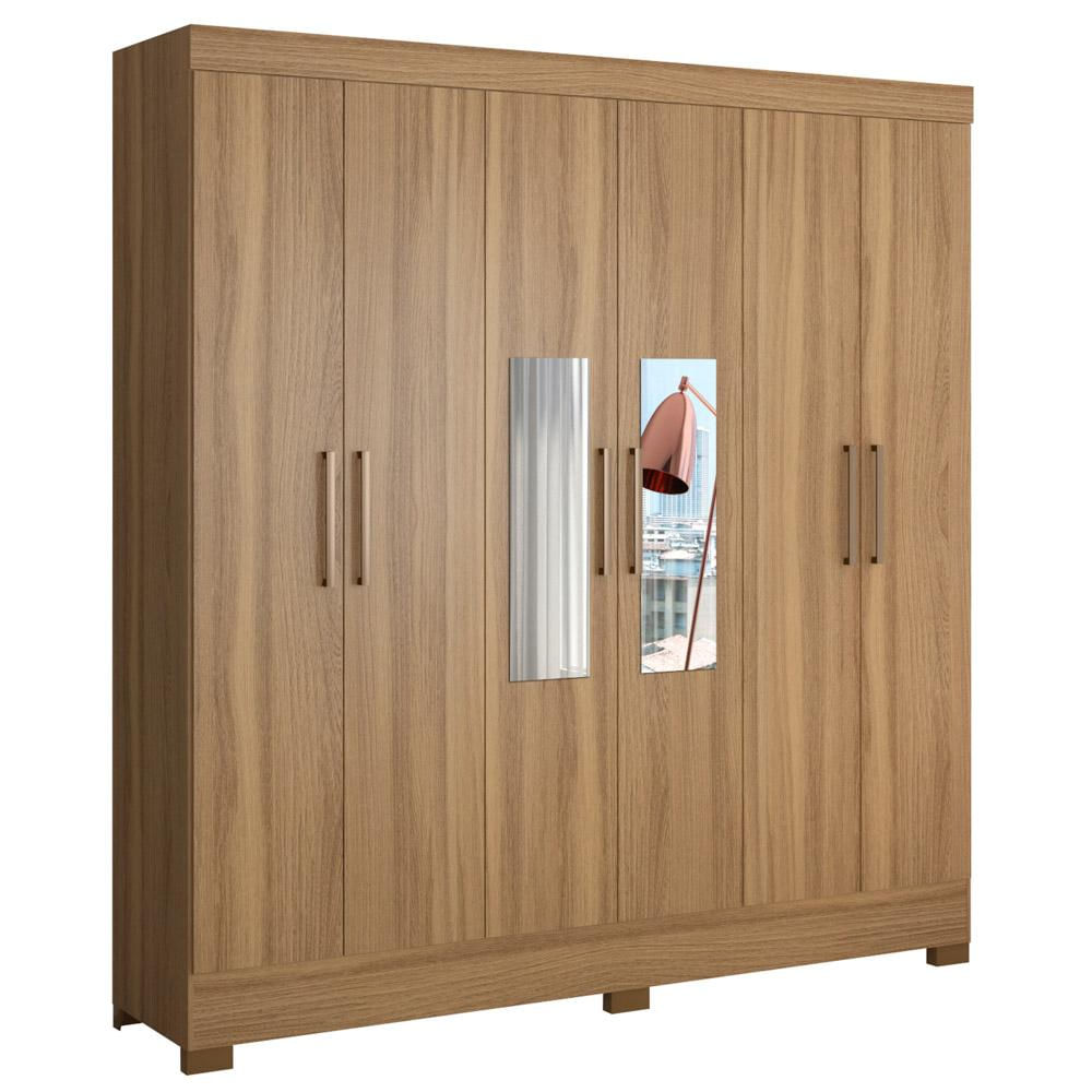 Guarda Roupa Casal 6 Portas com Espelho Elite 3 Gavetas Pratico D02 Amendola Touch - Mpozenato