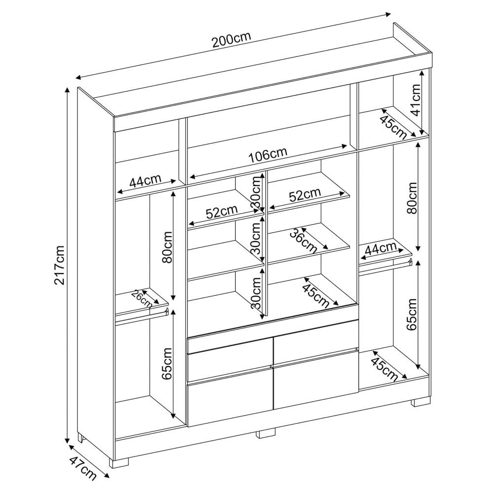 Guarda Roupa Casal 4 Portas 2 Com Espelho 90cm 4 Gavetas Bilbão D02 Amendola/Off White - Mpozenato