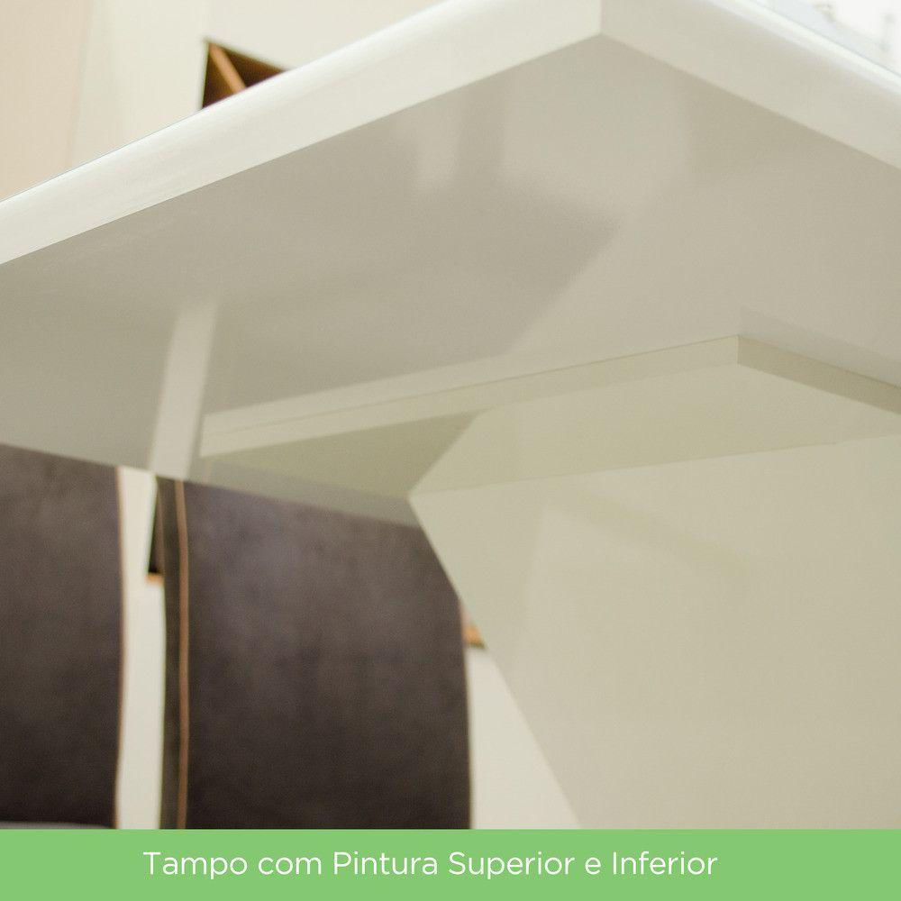 Conjunto Sala Jantar Mdf| Cadeiras Off White C/Nature| Bege