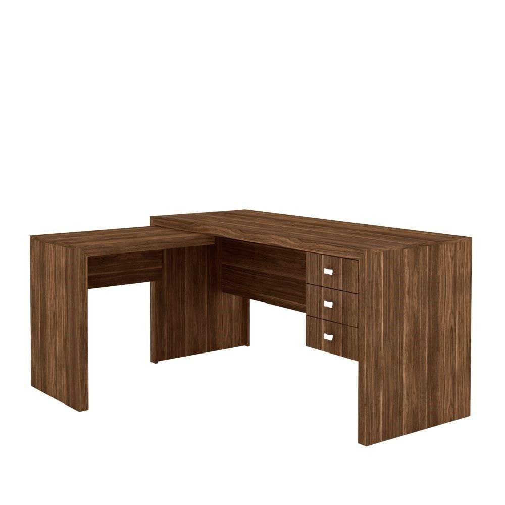 Mesa para Home Office com 03 Gavetas Nogal