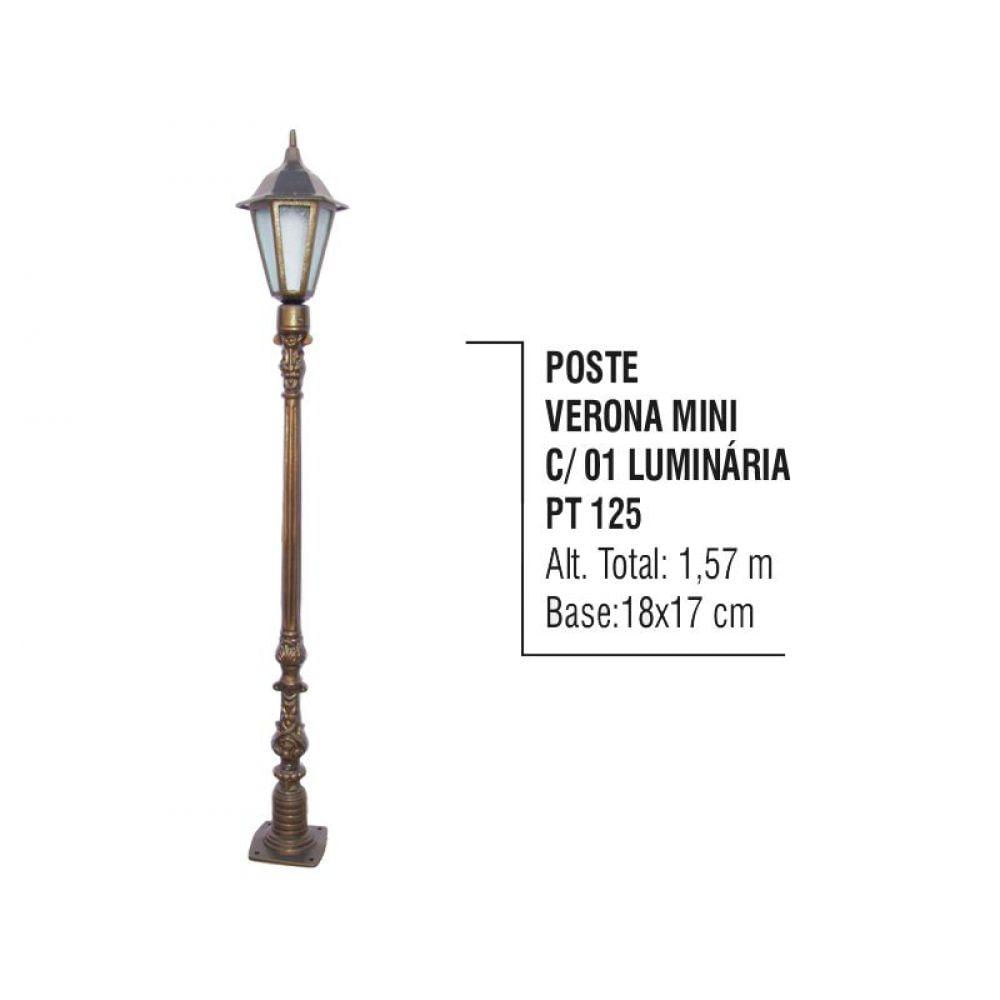 Poste Verona Mini para Jardim de Alumínio 01 Luminária 1,57m