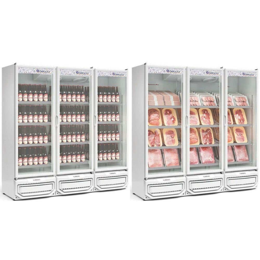 Expositor Vertical 3 Portas De Vidro Gcbc1450 Gelopar Refrigerador 1468 Litros Branco 220v