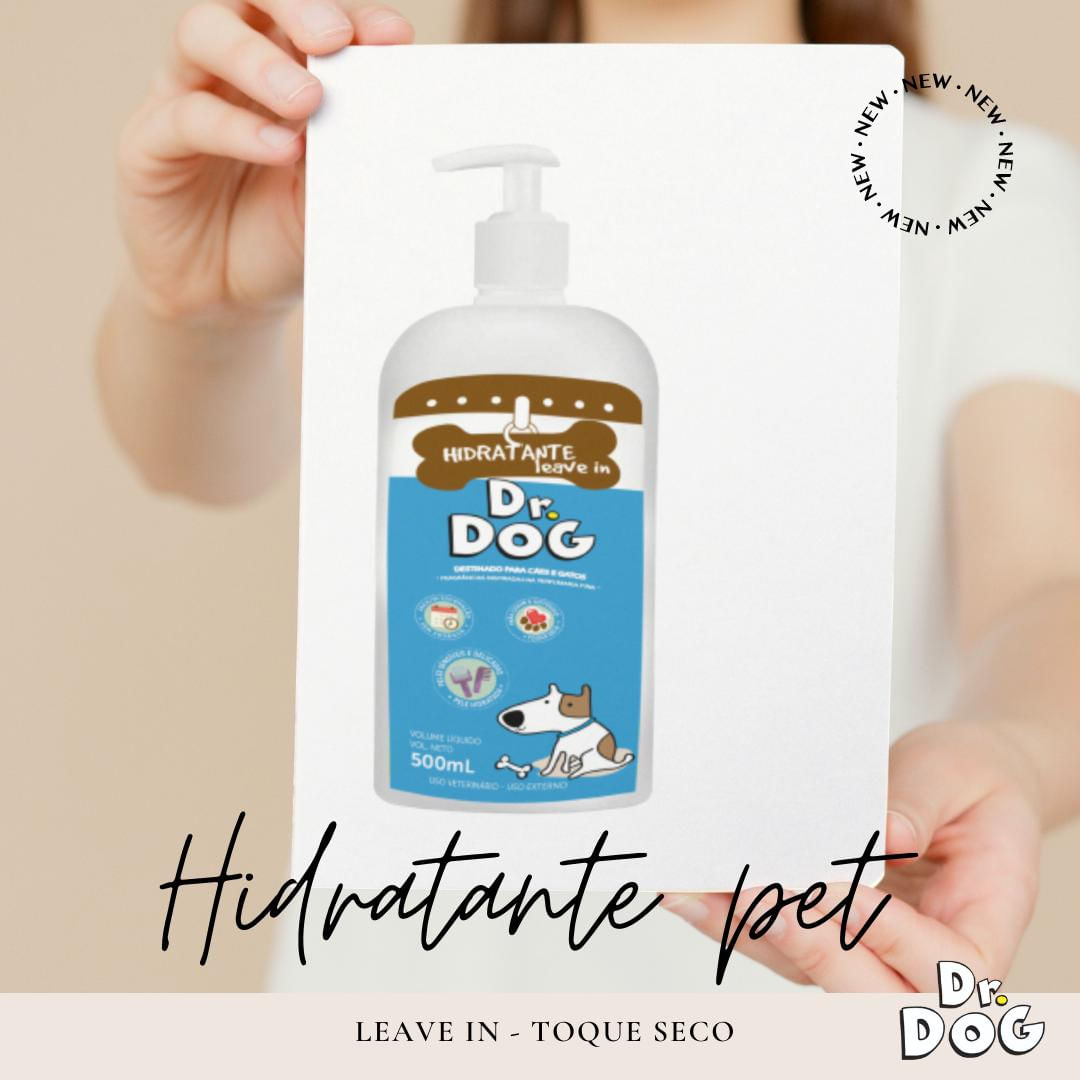 Kit Shampoo e creme hidratante pós banho leavein toque seco Cães Gatos Dr. Dog