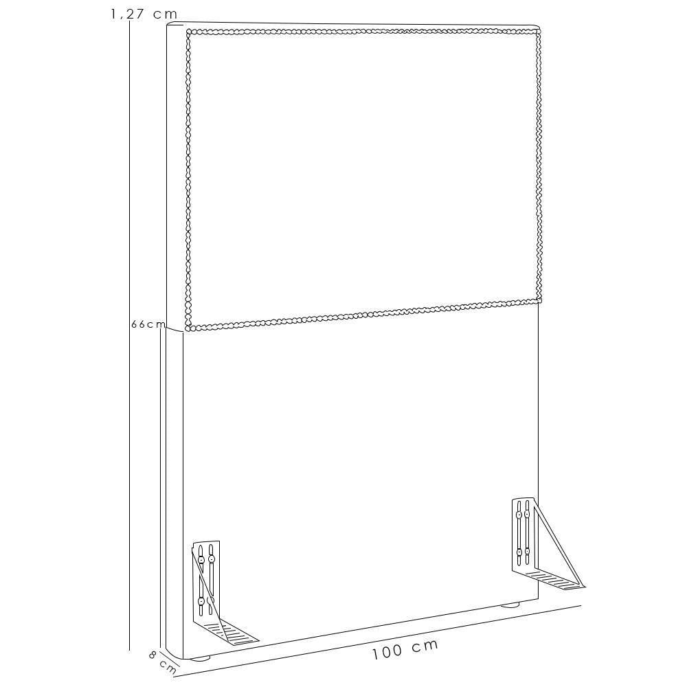 Cabeceira Cama Box Solteiro Com Tachas 100 Cm Linho Cru