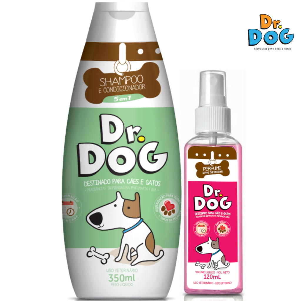 Kit Shampoo-condicionador Cachorro Gato pet + Perfume sempre cheirosinho Dr. Dog hipoalergenico