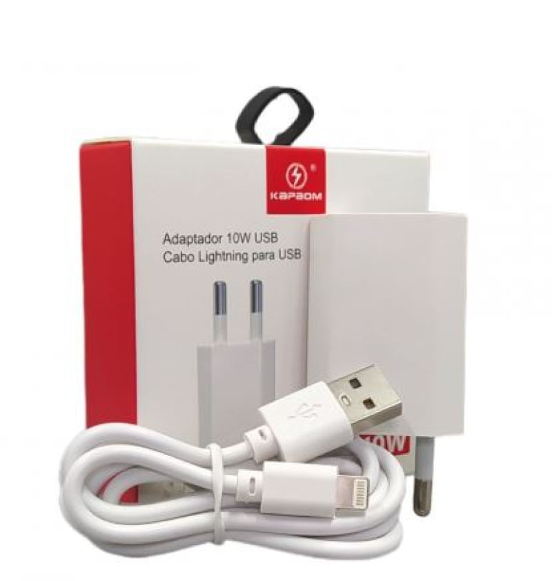 Carregador Celular Lightning 12W +Cabo USB Kapbom KA-5007