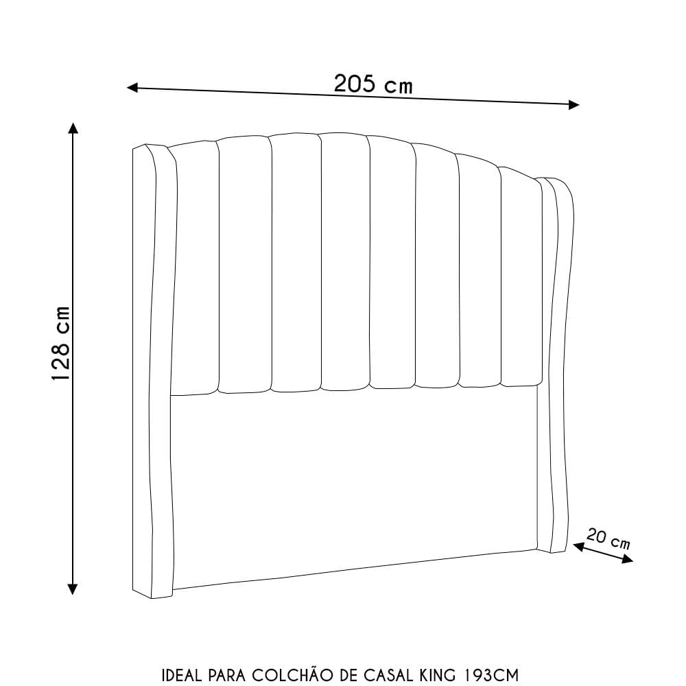 Cabeceira Casal King Cama Box 195cm Glenda I02 Veludo Bege - Mpozenato