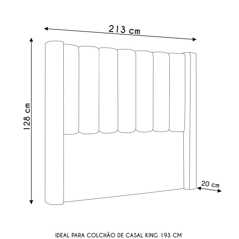 Cabeceira Casal King Cama Box 195cm Claire I02 Linho Cinza - Mpozenato