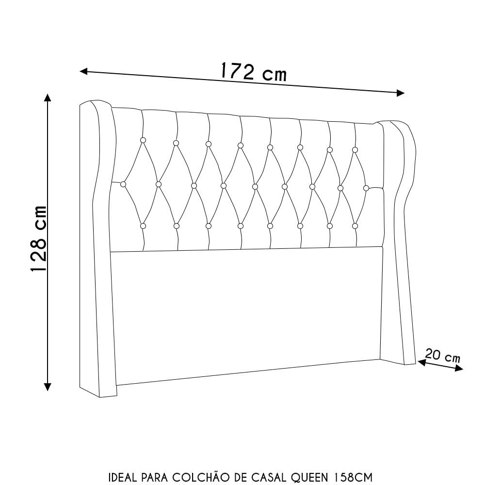 Cabeceira Casal Queen Cama Box 160cm Malva I02 Linho Preto - Mpozenato