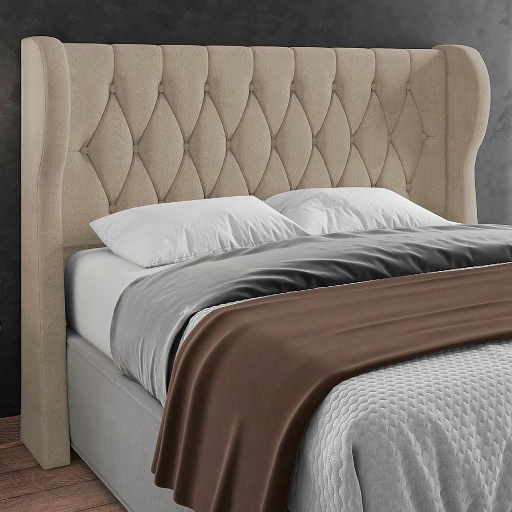 Cabeceira Casal King Cama Box 195cm Malva I02 Bouclê Capuccino - Mpozenato