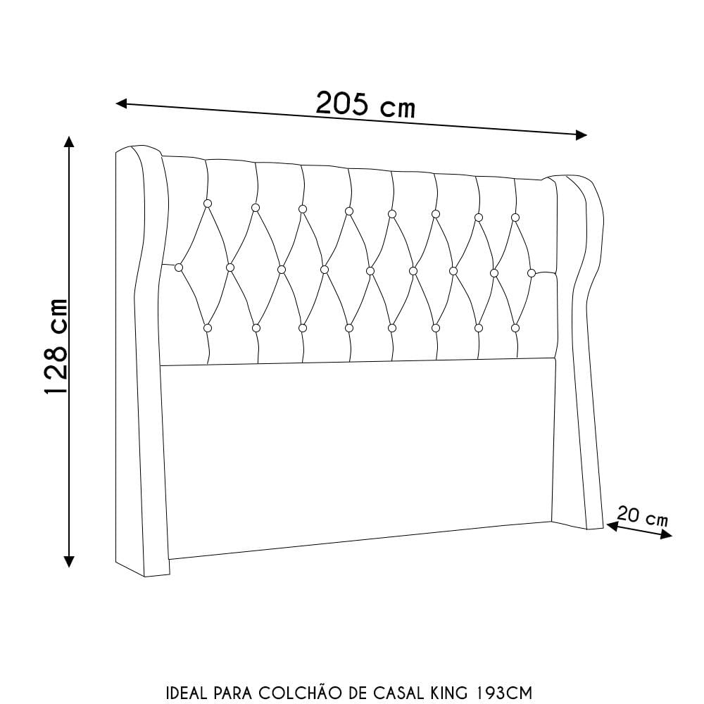 Cabeceira Casal King Cama Box 195cm Malva I02 Bouclê Capuccino - Mpozenato