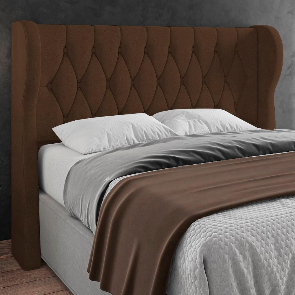 Cabeceira Casal King Cama Box 195cm Malva I02 Bouclê Marrom - Mpozenato