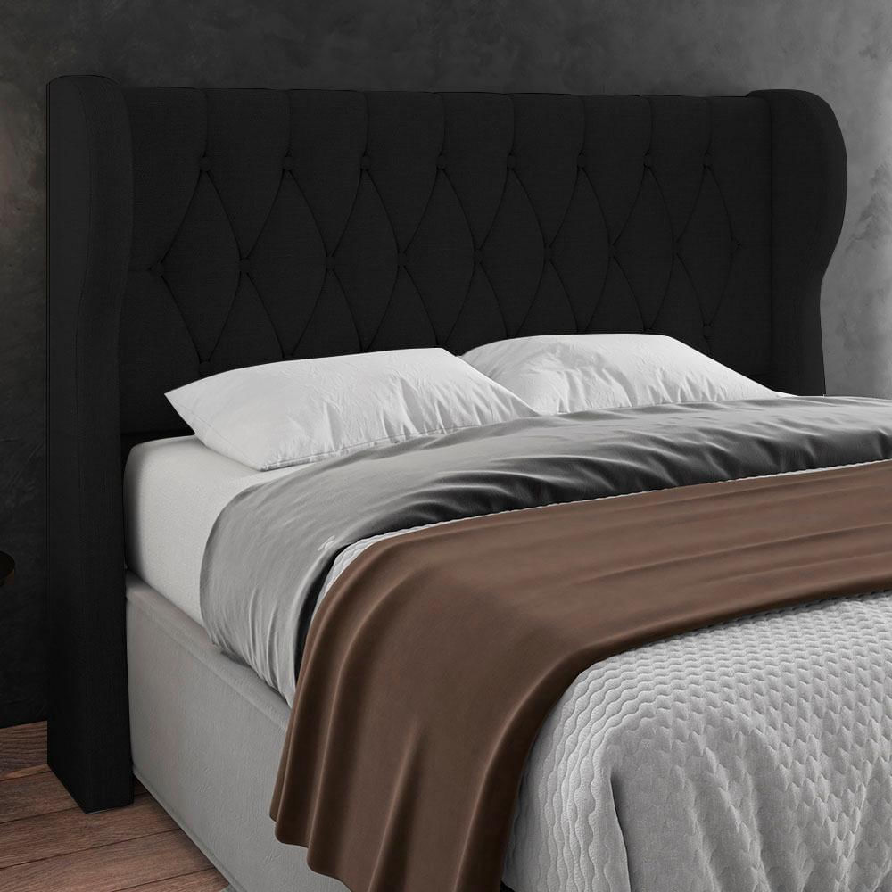 Cabeceira Casal King Cama Box 195cm Malva I02 Linho Preto - Mpozenato