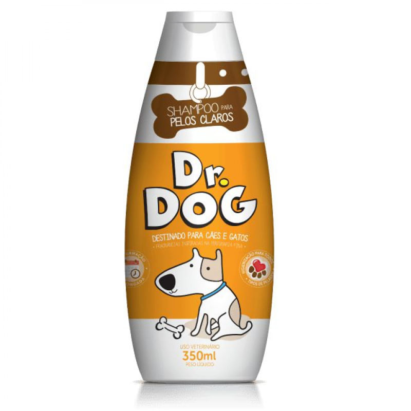 Shampoo Clareador Branqueador  cachorro gato Dr. Dog 350ml hipoalergênico cheiroso