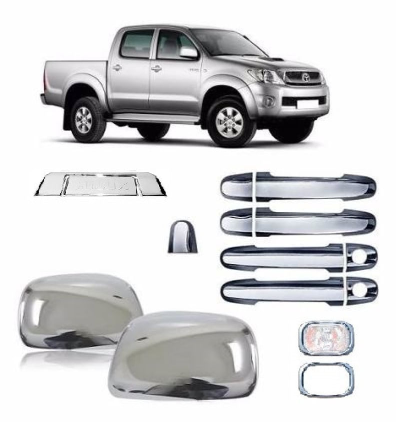 Kit Aplique Cromado Maçaneta Retrovisor Traseira Moldura Pisca Hilux 2005 à 2011