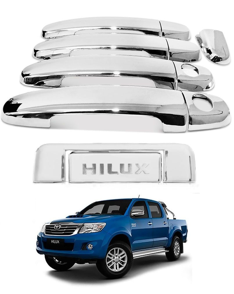 Kit Aplique Cromado Maçaneta + Tampa Traseira Toyota Hilux 2005 à 2012