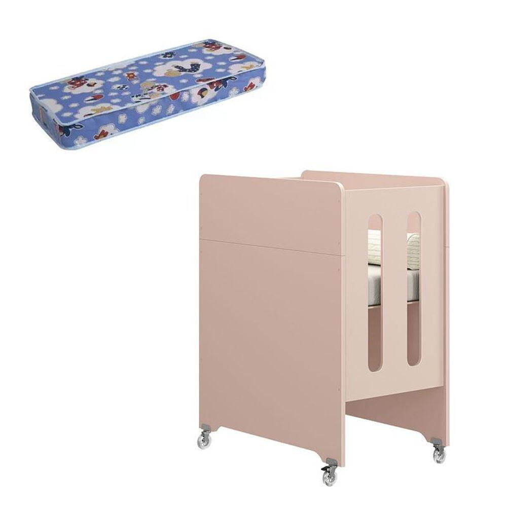 Berço Americano Evolution 4 Em 1 Rosa Acetinado Com Colchão Mini - Reller