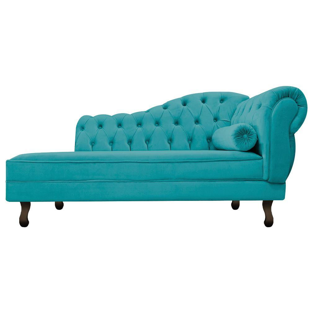 Diva Recamier Diana 160cm Lado Esquerdo Suede Azul Turquesa