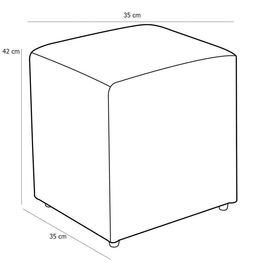 Puff Quadrado L02 Sala De Estar Linho Chumbo