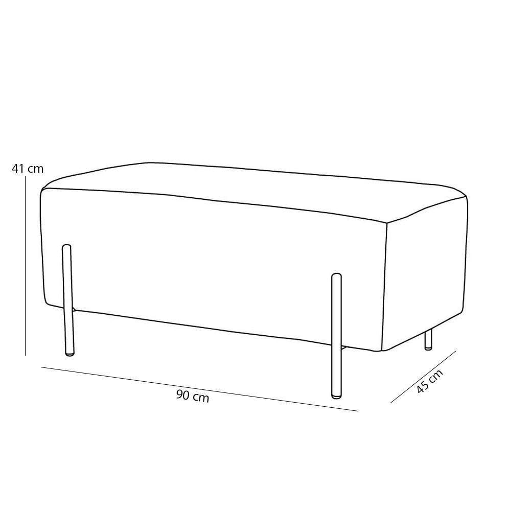 Puff Retangular 90x45 D02 Pés De Aço Veludo Telha C-262