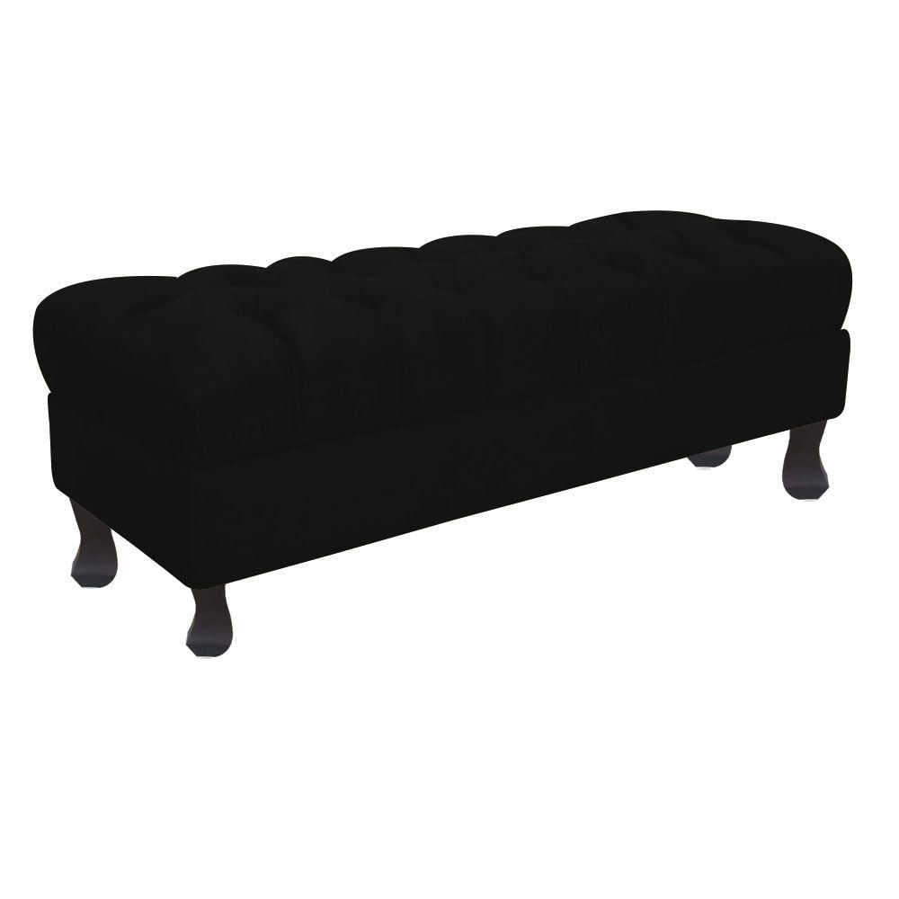 Puff Decorativo Retro Luiz Xv Com Baú Preto 80 Para Quarto