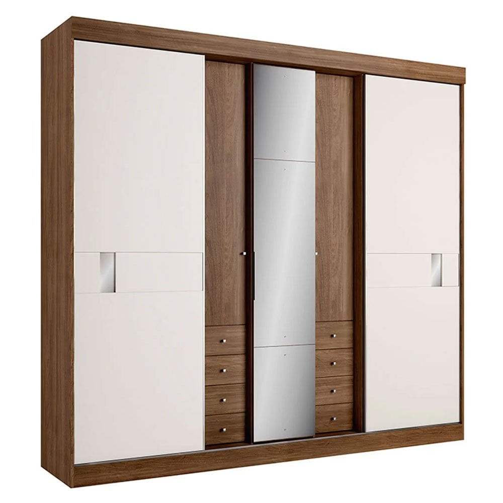 Guarda-Roupa 5 Portas 8 Gavetas THB Sognare Glass