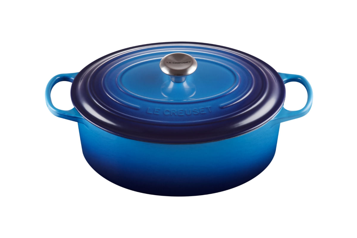 PANELA OVAL LE CREUSET SIGNATURE FERRO ESMALTADO 31CM AZURE BLUE 21178312202430