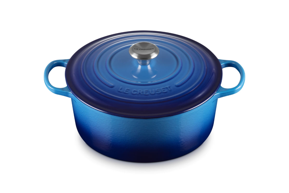 PANELA REDONDA LE CREUSET SIGNATURE EM FERRO FUNDIDO 16CM AZURE BLUE 21177162202430