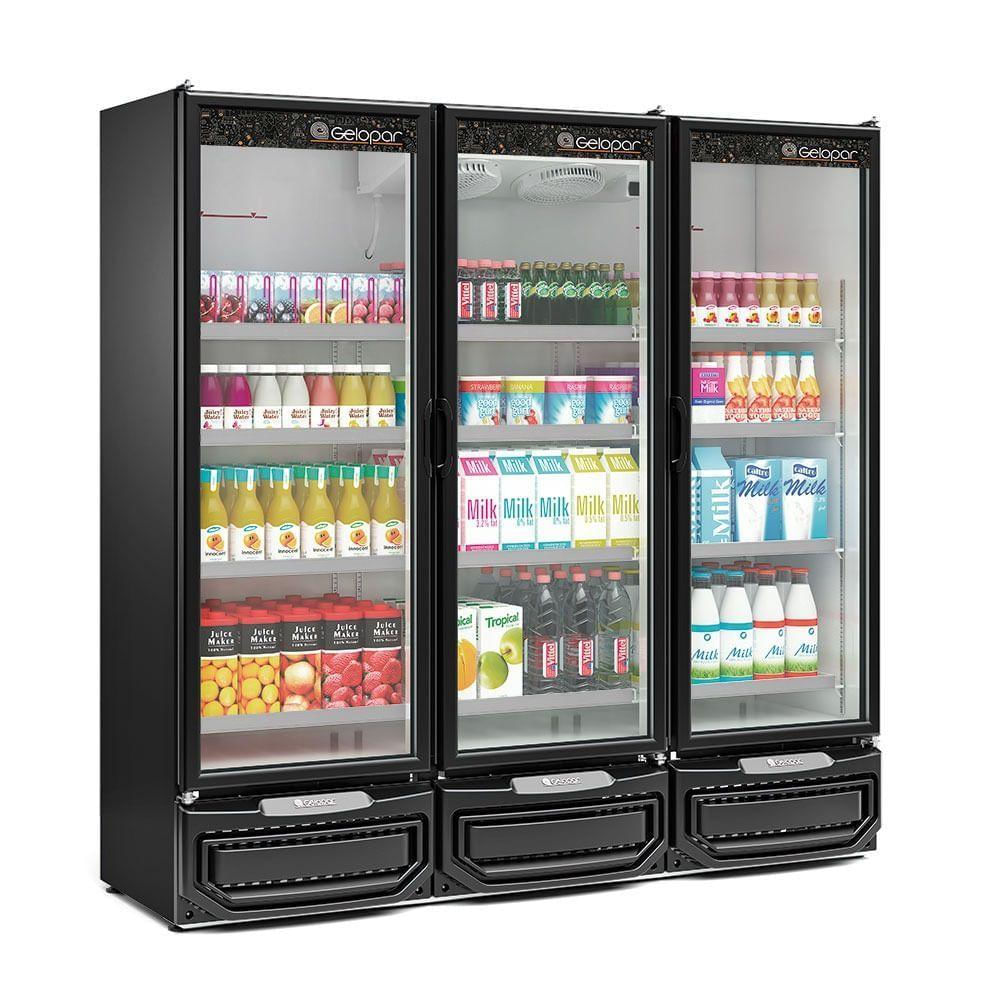 Expositor 3 Portas Gcvr1450 Gelopar Refrigerador Vertical Preto 220v