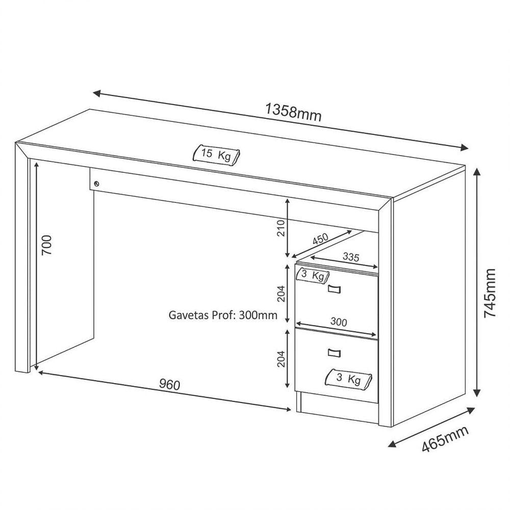 Mesa Para Computador Escrivaninha 2 Gavetas Me4130 Nogal