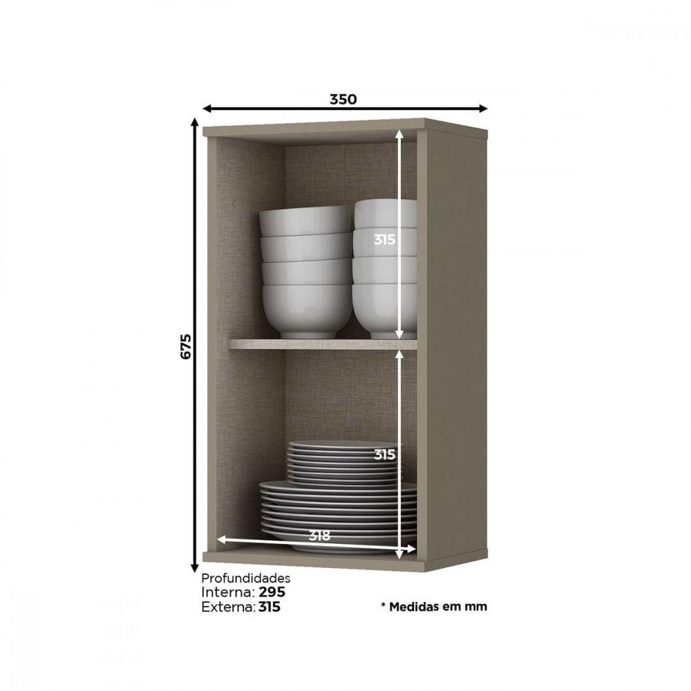 Armário Aéreo 01 Porta 35cm Cozinha évelin Henn Duna Cristal