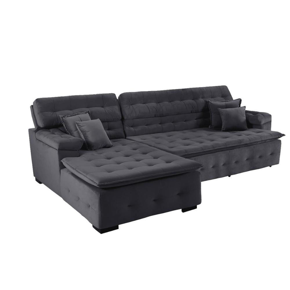 Sofá Retrátil e Chaise Orlando 240x210 chumbo