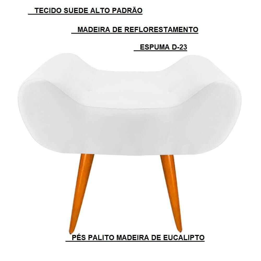 Puff Decorativo Leticia Suede Branco Pés Palito House Moveis